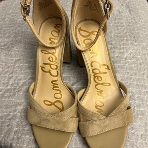 Sam Edelman Tan Omar suede block heels